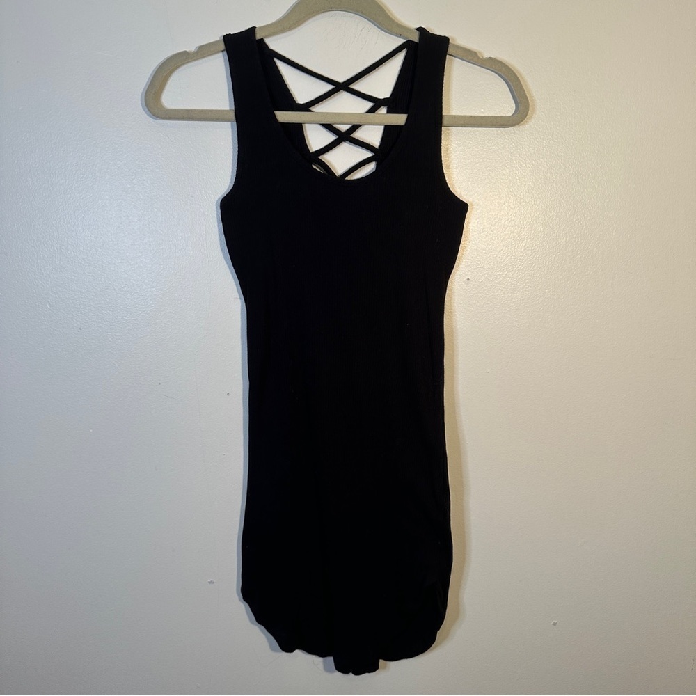 Ambience Bodycon Lace Up Dress Short Cotton Womans S Black